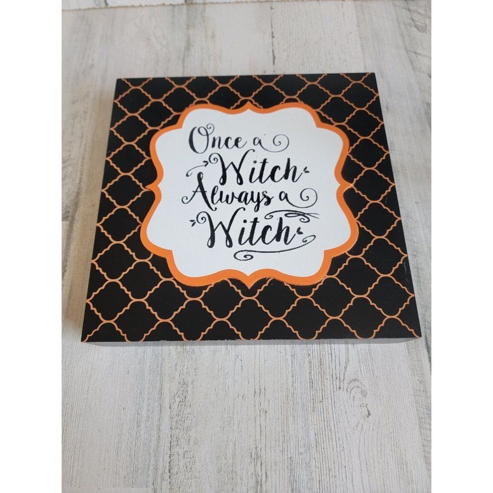 HM once a witch always a witch black wooden box Decor glitter Halloween